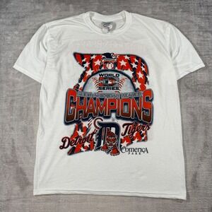 Detroit Tigers Shirt Mens Medium White Vintage 2006 World Series Champions MLB